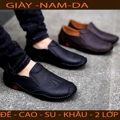 Giày Lười Nam Da PU Dập Vân Sang Trọng, Đế Khâu 2 Lớp Siêu Bền Thời Trang Dễ Phối Đồ
