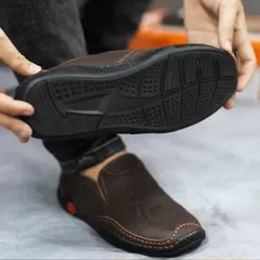 Giày Lười Nam Da PU Dập Vân Sang Trọng, Đế Khâu 2 Lớp Siêu Bền Thời Trang Dễ Phối Đồ