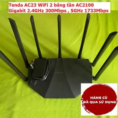 Router WiFi Tenda AC23 Gigabit 2 băng tần AC2100, 7 ăng ten 6dbi, tốc độ 2.4GHz 300Mbps & 5GHz 1733Mbps - Hàng cũ, bảo hành 3 tháng
