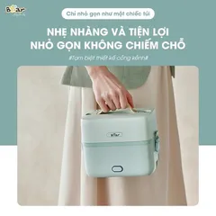 Hộp cơm điện Bear SB-HC12L - Dung tích 1.2L, giữ nhiệt bằng công nghệ áp suất âm, thiết kế hiện đại và tiện lợi di chuyển