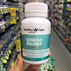 Viên uống Ginkgo Biloba 6000mg Healthy Care - Tăng cường trí nhớ, cải thiện tuần hoàn máu, 60 viên hỗ trợ sức khỏe não bộ
