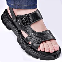 Dép da nam cao cấp D6 CP336 - Sandal thời trang lịch sự dễ phối đồ cho đi học, đi chơi và đi làm