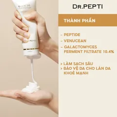 Sữa Rửa Mặt Dưỡng Ẩm Sáng Da Dr.Pepti+ Galacto Cleansing Foam 110ml - Làm Sạch Sâu, Ngăn Ngừa Mụn, Dưỡng Ẩm Cho Mọi Loại Da