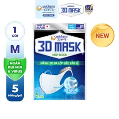 Khẩu Trang Unicharm 3D Mask Nhật Bản - Thiết Kế Thông Minh Ngăn Virus, Khói Bụi, Cảm Giác Thoải Mái, Dễ Chịu, Quai Đeo Co Giãn