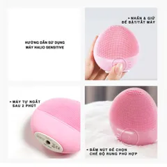 Máy Rửa Mặt Halio Sensitive - Thiết Bị Làm Sạch Và Massage Da Nhạy Cảm, Công Nghệ Sonic Wave, Chống Nước IPX7, 2 Màu Sắc Thời Trang