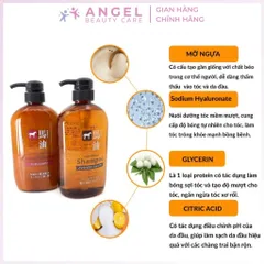 Cặp dầu gội xả Horse Oil Non Silicon 600ml dưỡng tóc mềm mượt giảm khô xơ