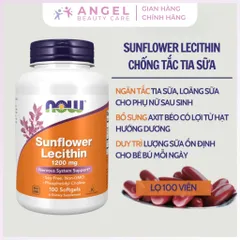 Viên uống chống tắc tia sữa Now Sunflower Lecithin 1200mg - 100 viên