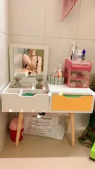 Ảnh đánh giá Bàn Trang Điểm Mini Màu Trắng Ngồi Bệt Chân Gỗ Sồi - Thiết Kế Hiện Đại Tiện Lợi Cho Phòng Ngủ Nhỏ Gọn