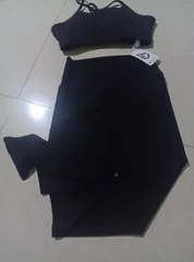 Ảnh đánh giá Set đồ tập gym Hibi Sports H144 - Áo bra có mút ngực + Quần lửng lưng cao, Chất liệu co giãn, Thể thao, Yoga, Gym, Đen, Đỏ