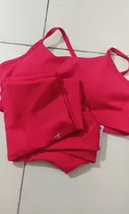 Ảnh đánh giá Set đồ tập gym Hibi Sports H144 - Áo bra có mút ngực + Quần lửng lưng cao, Chất liệu co giãn, Thể thao, Yoga, Gym, Đen, Đỏ