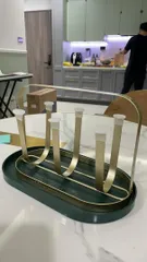 Ảnh đánh giá Giá Úp Cốc Kim Loại Hình Bầu Dục Kèm Khay Hứng Nước - Thiết Kế Nhỏ Gọn, Chống Hoen Gỉ, Màu Xanh Vàng, Dụng Cụ Nhà Bếp Thông Minh