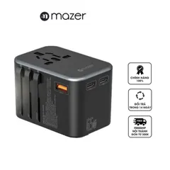 Củ Sạc Nhanh Mazer Infinite World Travel GaN 65W PD - Bộ Sạc Du Lịch Tương Thích 150 Quốc Gia, USB-C và USB-A