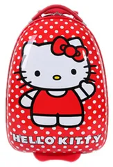 Vali Kéo Hello Kitty Hình Trứng Đỏ Chấm Bi Trắng - Hành Lý Dễ Thương Cho Bé Kèm Bánh Xe Tiện Lợi