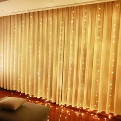 Bộ Dây Đèn LED Trang Trí Rèm Cửa Kèm Điều Khiển - Đèn Nhiều Màu Tạo Không Gian Lãng Mạn Cho Phòng Ở nhà, Tiệc Tại Gia