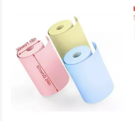 Giấy In Nhiệt Cho Máy Ảnh Lấy Ngay Kids Camera - Bộ 3 Cuộn 57mm Nền Màu Hồng Vàng Xanh, Chất Lượng Hình Ảnh Sắc Nét