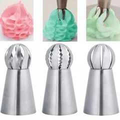 Bộ 3 Đui Bắt Kem Bông Hình Quả Cầu Inox - Dụng Cụ Làm Bánh Tinh Tế, Trang Trí Bánh Ngọt Đẹp Mắt, Thân Thiện Môi Trường