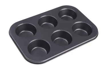 Khay Nướng Cupcake Chống Dính 6 Ô 26.5x18.5cm - Dụng Cụ Làm Bánh Không Dính Chất Liệu Thép Carbon Cao Cấp