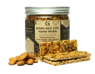 Bánh Ngũ Cốc Hạnh Nhân GUfoods 250g - Snack Bổ Dưỡng Chất Xơ Cao, Không Đường, Nguyên Liệu Thiên Nhiên, Ăn Kiêng An Toàn
