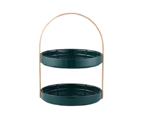 Khay sứ ngọc bích 2 tầng cao cấp - Khay đựng bánh trái và kẹo ngọt sang trọng, trang trí nhà cửa hiện đại và tinh tế