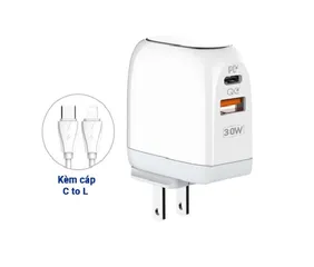 Bộ Củ Sạc Nhanh PD 30W Drapow CS30 Kèm Cáp C to L - Củ Sạc Siêu Nhẹ, Hiệu Quả Cho Tất Cả Thiết Bị Hỗ Trợ Sạc PD