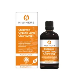 Siro Hỗ Trợ Đẩy Đờm Kiwiherb Dành Cho Trẻ Em - Organic Lung Clear Syrup, Giúp Sạch Đờm, Khỏe Phổi, Hương Vị Dâu Tây Nguyên Chất
