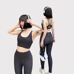 Bộ đồ tập gym nữ S220827 - Áo bra đan dây kết hợp quần legging cạp cao thoải mái, thời trang cho tập luyện và yoga