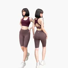 Bộ Đồ Tập Gym Nữ SL210411 - Quần Biker Short Cao Giãn Kết Hợp Áo Bra Hai Lớp Thời Trang, Thể Dục, Yoga