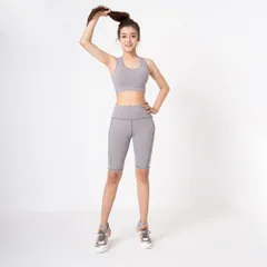 Bộ đùi tập gym nữ SL210410 - Áo bra phối quần Biker short nâng mông, chất liệu thun co giãn 4 chiều, thoáng khí, phù hợp yoga và aerobic