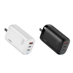 Củ Sạc Nhanh 3 Cổng Remax RP-U55 65W - Sạc Cùng Lúc 3 Thiết Bị, Hỗ Trợ USB-C và USB-A, Phù Hợp Điện Thoại và Laptop