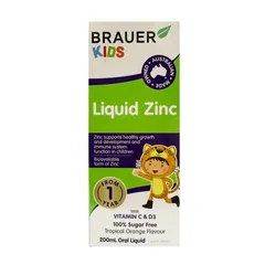 Siro Bổ Sung Kẽm Brauer Liquid ZinC 200ml - Tăng Cường Sức Đề Kháng, Hỗ Trợ Ăn Ngon Cho Trẻ Từ 1 Tuổi Trở Lên