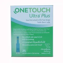 Que Thử Đường Huyết OneTouch Ultra Plus - Hộp 25 Que, Công Nghệ Cảm Ứng Điện Cực, Độ Chính Xác Cao, Phù Hợp Với Máy Đo OneTouch