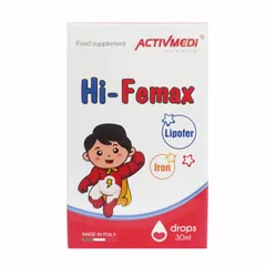Siro Sắt Hữu Cơ Nhỏ Giọt Lipofer Hi-Feron 30ml - Bổ Sung Sắt Cho Trẻ, Ngăn Ngừa Thiếu Máu, Dễ Uống, Có Vị Thơm Ngon