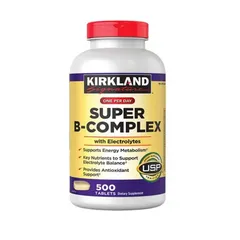 Viên Vitamin Tổng Hợp Super B-Complex Kirkland 500 viên - Hỗ Trợ Năng Lượng, Giảm Căng Thẳng, Cải Thiện Sức Khỏe