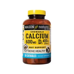 Viên nhai Canxi Mason Natural 600mg + D3 400IU - Hỗ trợ xương chắc khỏe, bổ sung vitamin D3, vị cà phê mocha thơm ngon