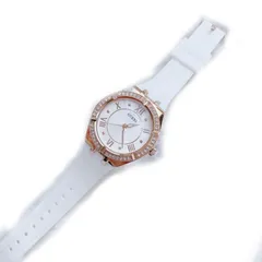 Đồng Hồ Nữ Guess White Rubber Thể Thao Thời Trang Sang Trọng - Đính Pha Lê Swarovski - Bảo Hành 6 Tháng