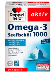 [Đức] Viên Nang Dầu Cá Doppelherz Omega 3 Seefischöl 1000, 80 Viên