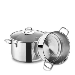 Bộ Nồi Xửng Hấp Inox 18/10 Korkmaz Perla 20cm & 24cm - Đa Năng, Tiện Lợi, Cao Cấp, Thổ Nhĩ Kỳ, Chống Gỉ, Dễ Vệ Sinh