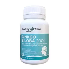 Viên Bổ Não Ginkgo Biloba Healthy Care 2000mg Hộp 100 Viên - Tăng Cường Nhận Thức, Cải Thiện Trí Nhớ, Giảm Stress