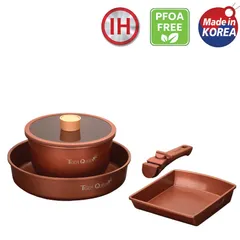 Bộ Nồi Ceramic Cao Cấp Tiger Queen DCWCB-SET 5 Món - Nồi Chống Dính, Chịu Nhiệt, Tay Cầm Rời, Dùng Cho Bếp Từ, Gas, Hồng Ngoại