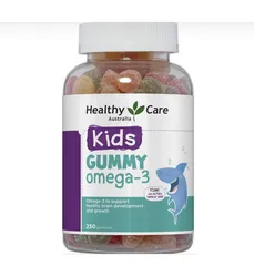 Kẹo dẻo Gummy Omega-3 Healthy Care 250 viên - Hỗ trợ phát triển trí não, tăng cường thị lực cho trẻ từ 2 tuổi, hương vị trái cây ngon miệng