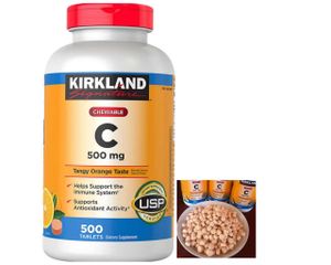 Viên Nhai Vitamin C 500mg Kirkland Signature - Hỗ Trợ Tăng Cường Miễn Dịch, Làm Đẹp Da - Hộp 500 Viên Mỹ