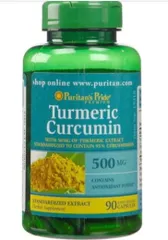 Tinh Nghệ Curcumin 500mg Puritan's Pride - Hỗ Trợ Tiêu Hóa, Giảm Đau Dạ Dày, Làm Đẹp Da, 90 Viên Mỹ