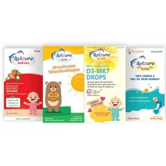 Bộ Tứ Vitamin D3MK7, Kẽm, Sắt, DHA Avisure cho Bé Phát Triển Toàn Diện, Tăng Cường Sức Khỏe và Trí Não