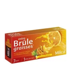Detox Milical Extra Brule Graisses - Giảm Cân Đốt Mỡ Vị Cam Dứa, Hỗ Trợ Thanh Lọc Cơ Thể, 7 Ống X 25ml Hàng Pháp