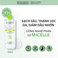 Nước Tẩy Trang Evoluderm Cho Da Hỗn Hợp & Dầu Mụn - 93% Tự Nhiên, Không Cồn, Làm Sạch Dịu Nhẹ, Dưỡng Ẩm, Không Cần Rửa Lại