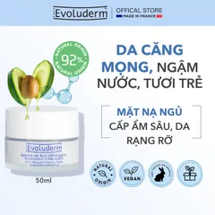 Mặt Nạ Ngủ Dưỡng Ẩm Evoluderm - Giúp Da Căng Bóng, Rạng Rỡ, 92% Tự Nhiên, Mỹ Phẩm Thuần Chay, Dành Cho Mọi Loại Da