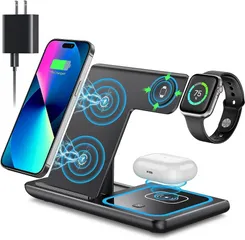Đế Sạc Nhanh Không Dây 3 Trong 1 MITARY - Sạc Iphone, Samsung, Airpods, Apple Watch - Thiết Kế Gấp Gọn, Tiện Dụng, 15W/7.5W