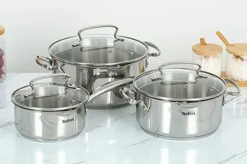 Bộ 3 Nồi Inox Tefal Duetto Plus G719S674 - Nồi Chịu Nhiệt An Toàn Cho Bếp Từ, Bếp Ga, Bếp Hồng Ngoại 4-6 Người