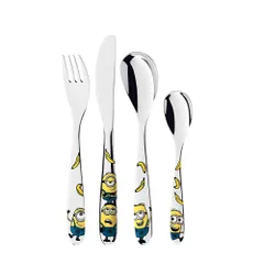 Bộ dao thìa dĩa trẻ em WMF Minions 4 món - Dụng cụ ăn uống inox an toàn cho trẻ từ 3 tuổi - Quà tặng dễ thương cho bé