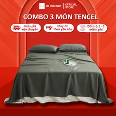 Bộ Chăn Ga Gối Tencel 3 Món Cao Cấp - Mềm Mại, Thoáng Mát, Sang Trọng - Drap Và Vỏ Gối Bền Đẹp, Giao Hàng Nhanh